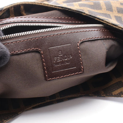 Fendi Shoulder Bag Zucca Black Brown Canvas Leather — view 4