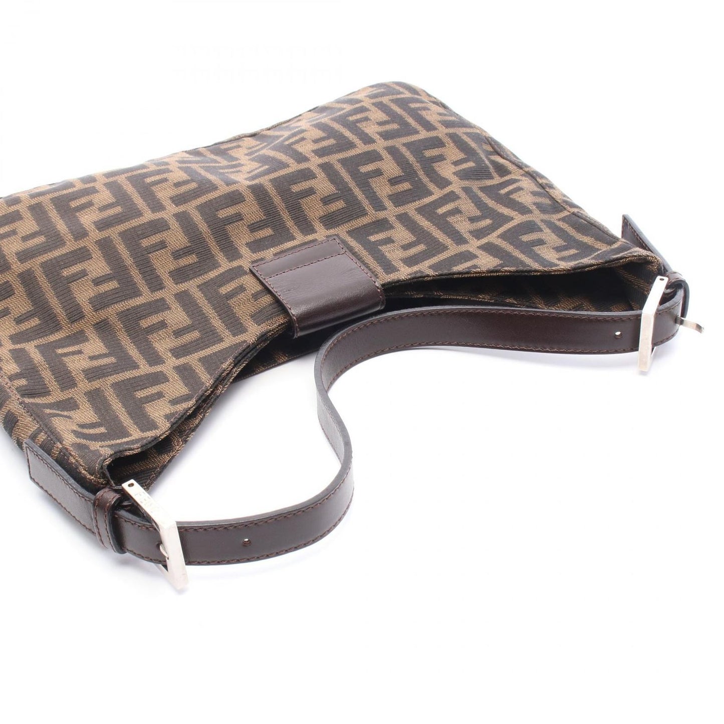 Fendi Shoulder Bag Zucca Black Brown Canvas Leather — view 5