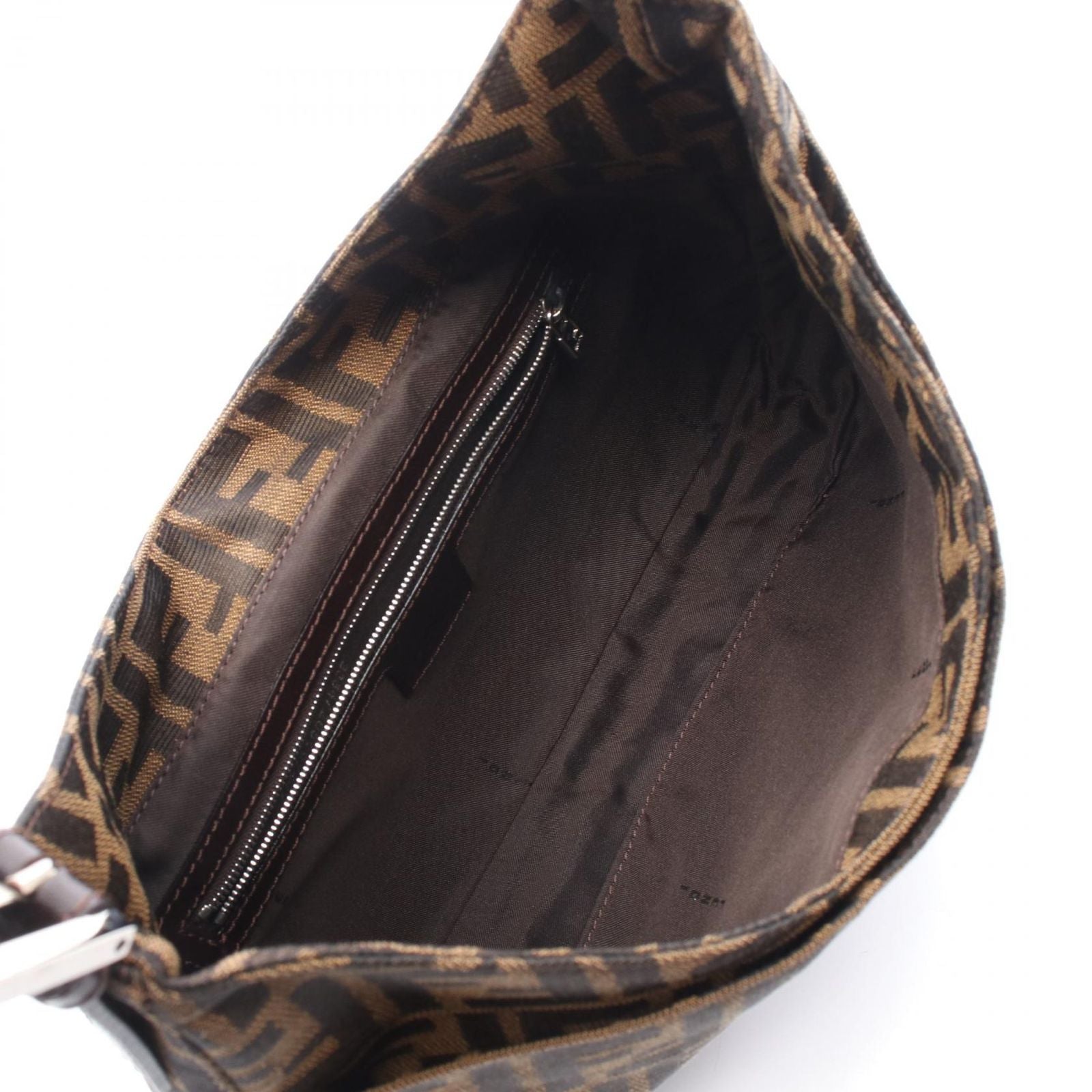 Fendi Shoulder Bag Zucca Black Brown Canvas Leather — view 3