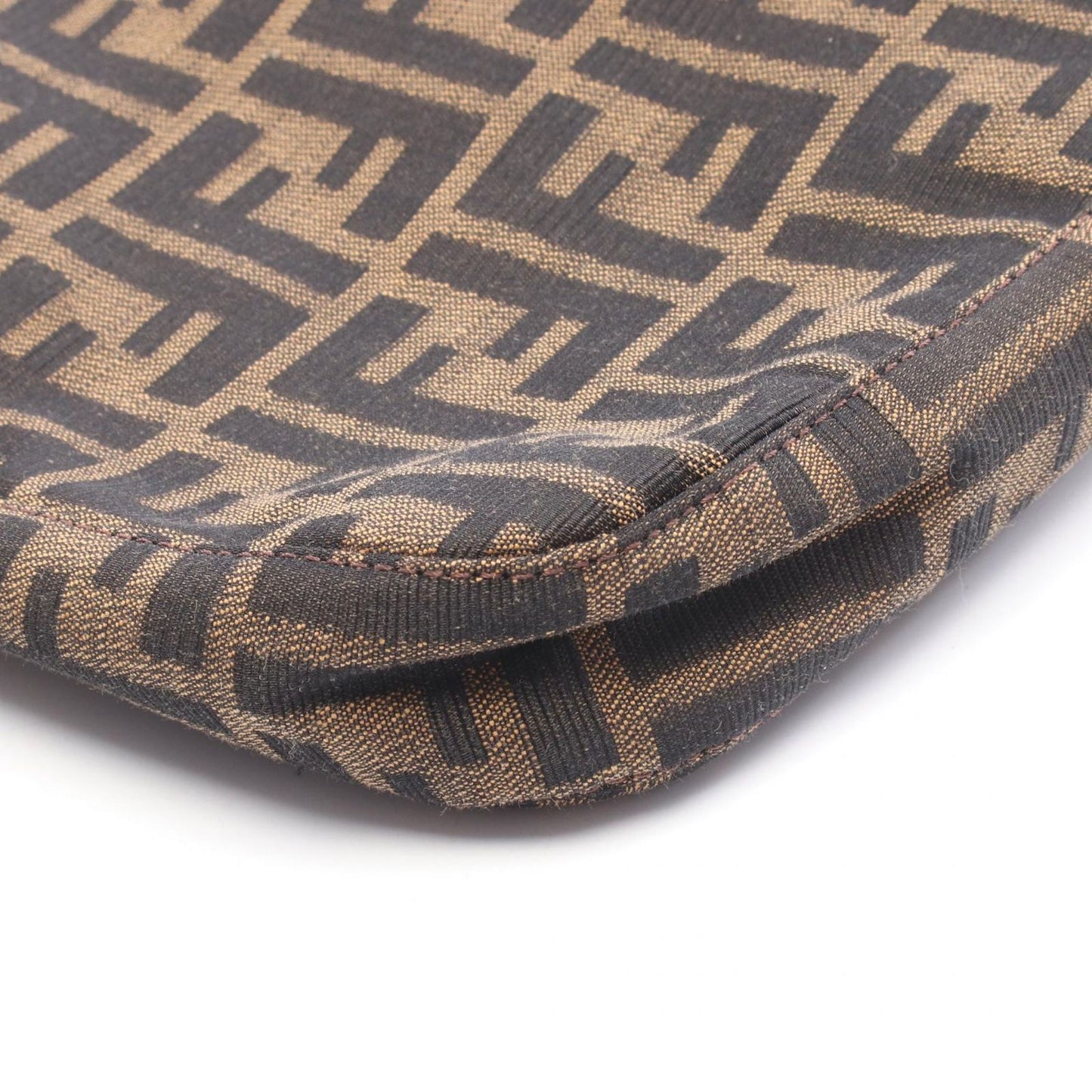 Fendi Shoulder Bag Zucca Black Brown Canvas Leather — view 6