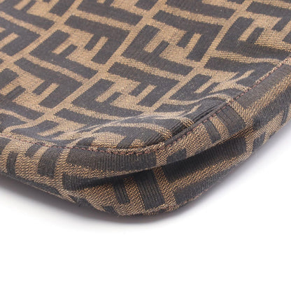 Fendi Shoulder Bag Zucca Black Brown Canvas Leather — view 6