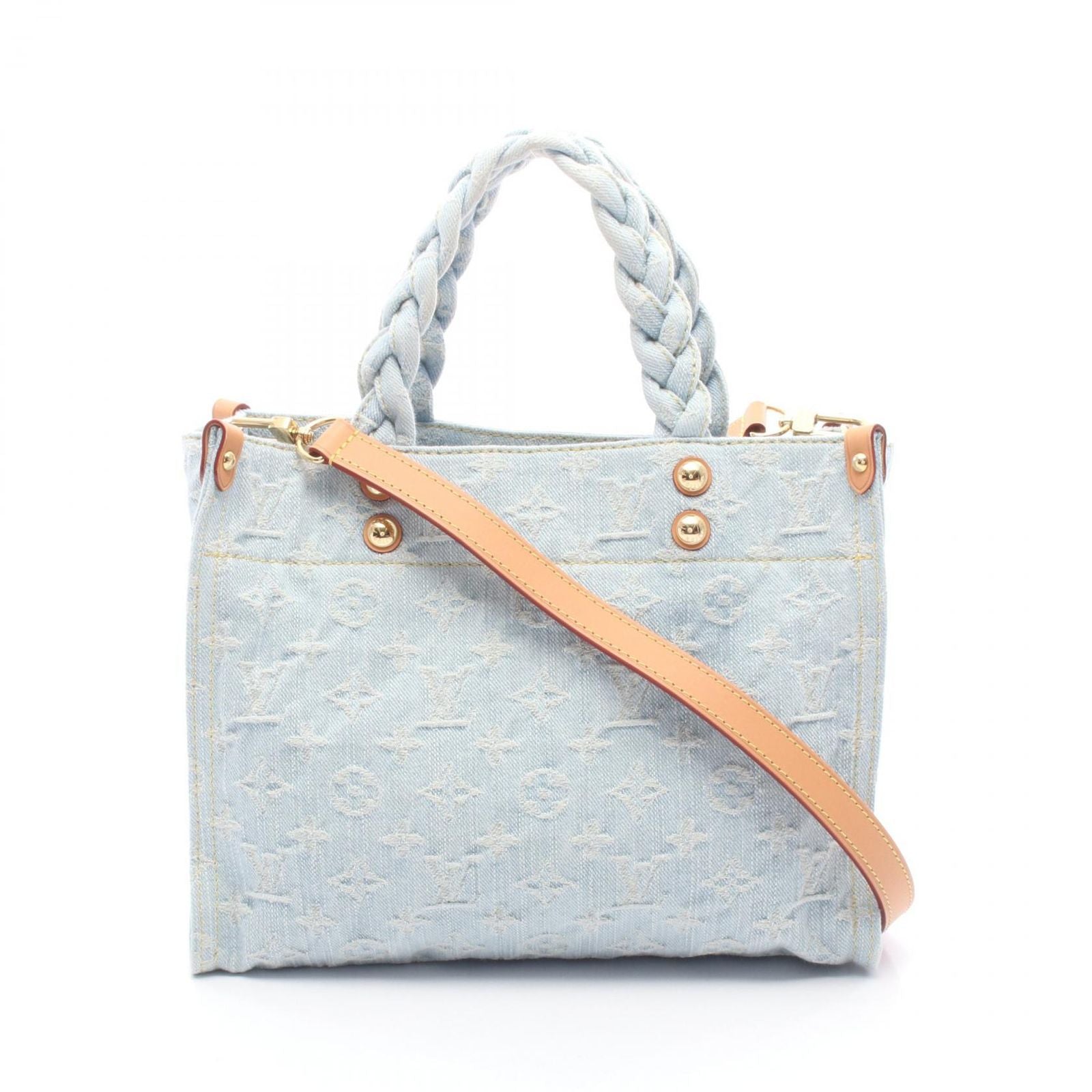 Louis Vuitton Handbag Redtogo 2-Way Skyblue Denim Leather