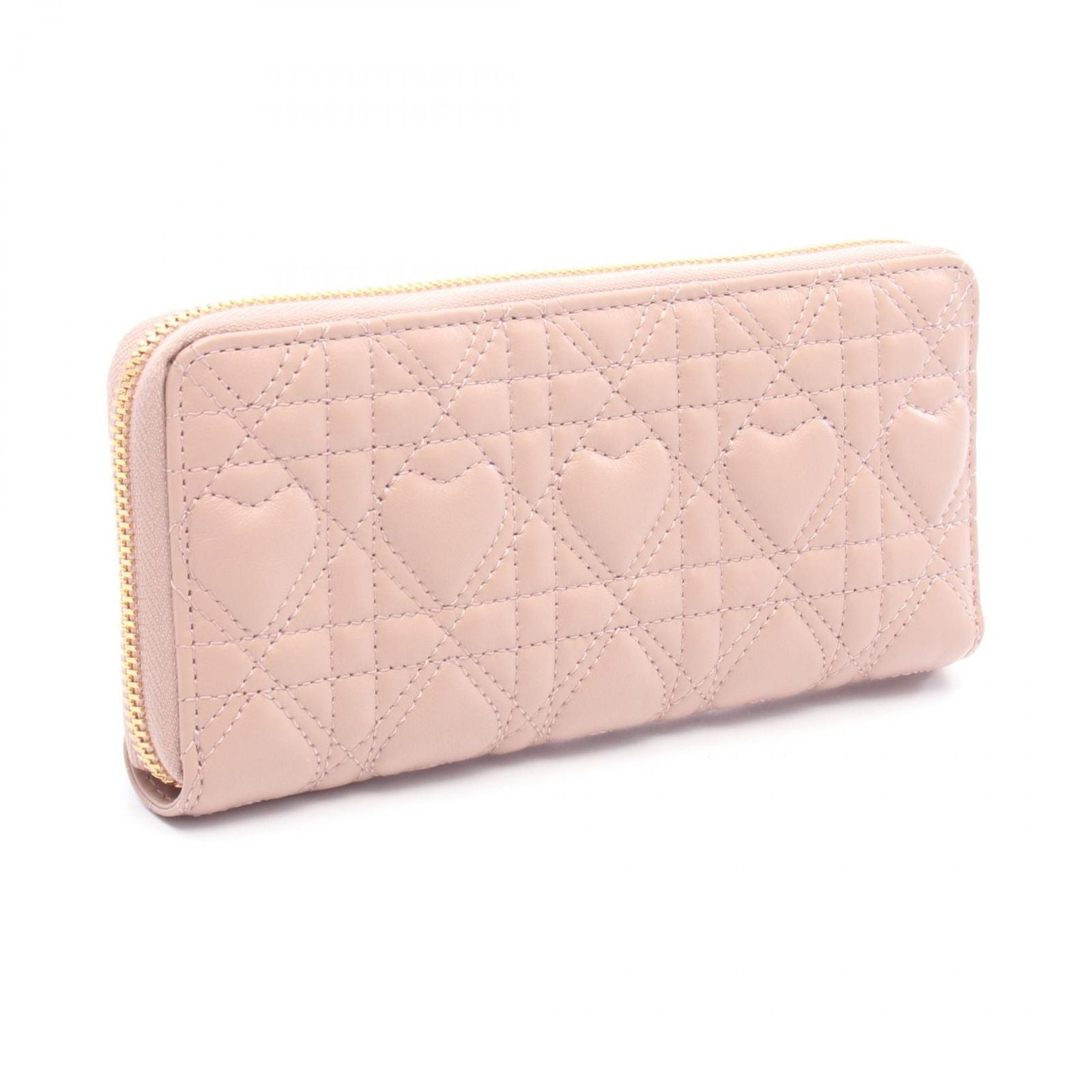 Dior Dio Roundlong Wallet Miss Caro Voyageur Heart Cannage Pink Lambskin — view 2
