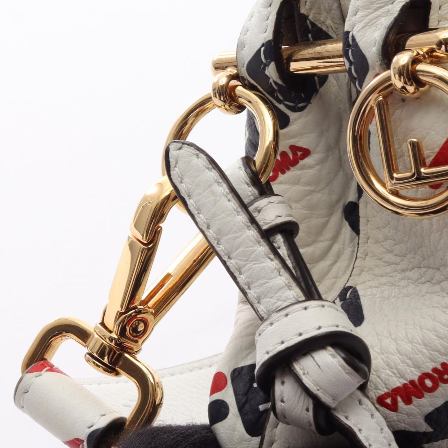 Fendi Handbag Fila Mini Monttrezzo 2-Way White Navy Leather Mont Trezzo — view 9