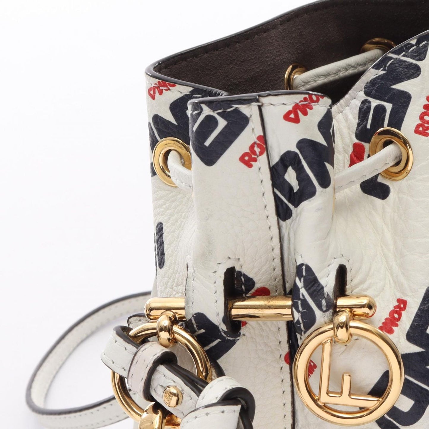 Fendi Handbag Fila Mini Monttrezzo 2-Way White Navy Leather Mont Trezzo — view 8