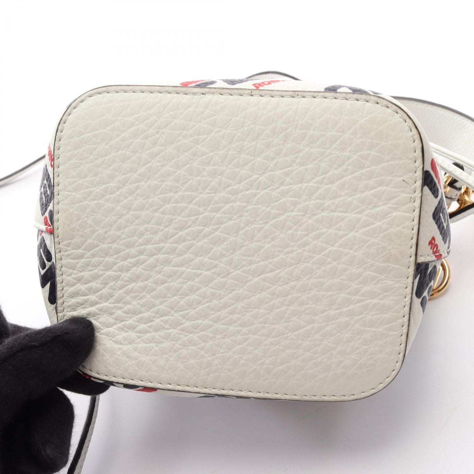 Fendi Handbag Fila Mini Monttrezzo 2-Way White Navy Leather Mont Trezzo — view 5