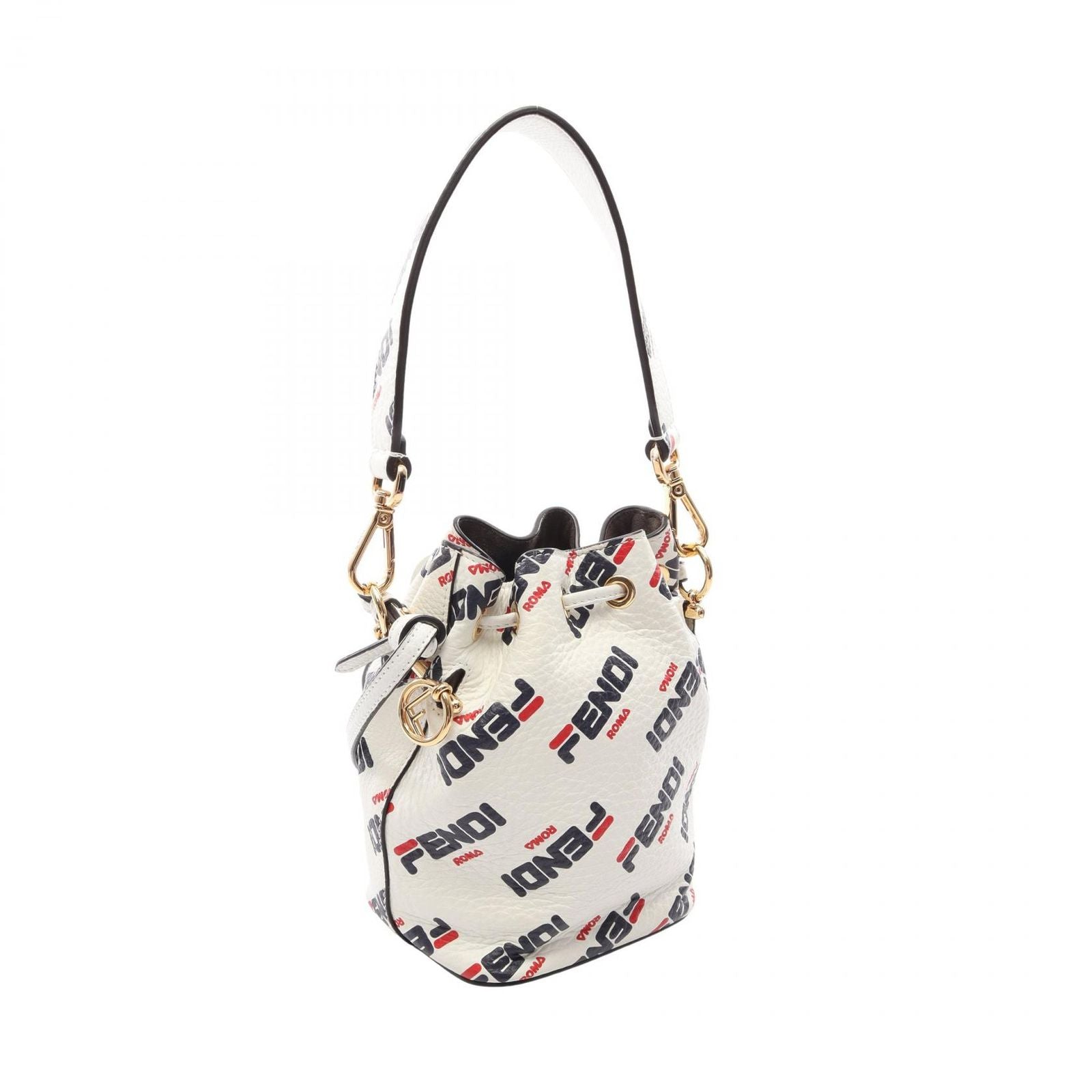 Fendi Handbag Fila Mini Monttrezzo 2-Way White Navy Leather Mont Trezzo — view 2