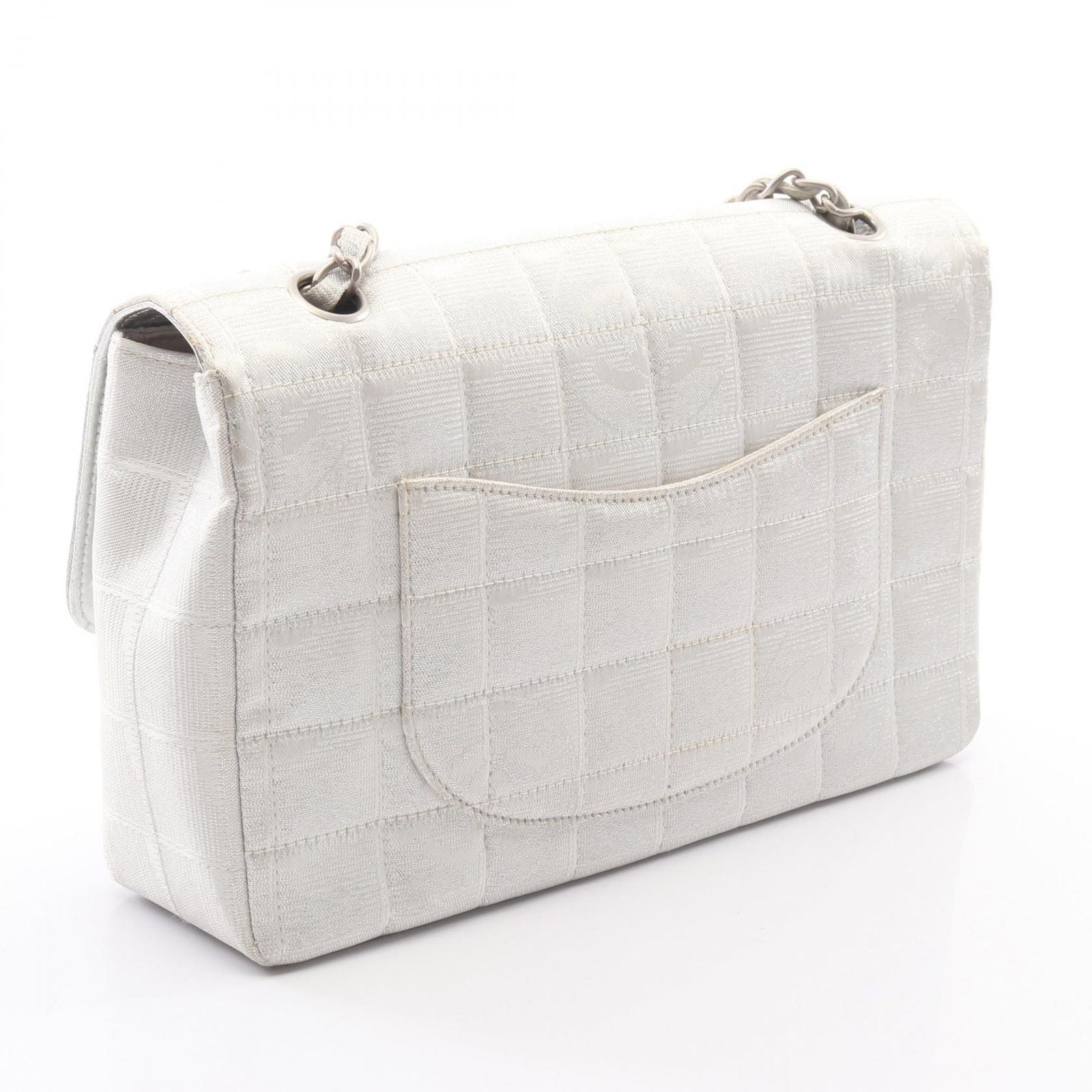 Chanel Shoulder Bag New Travelline Silver Leather New Chain — view 2