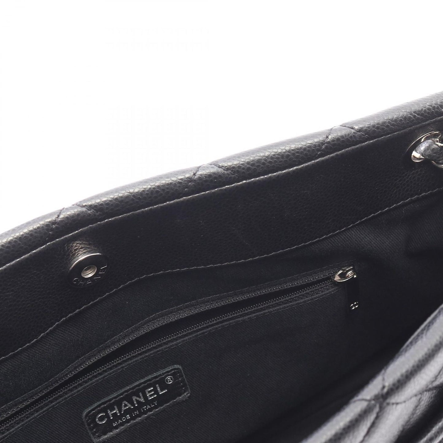 Chanel Tote Quilted Black Caviar Leather CC Logo Chain — view 6