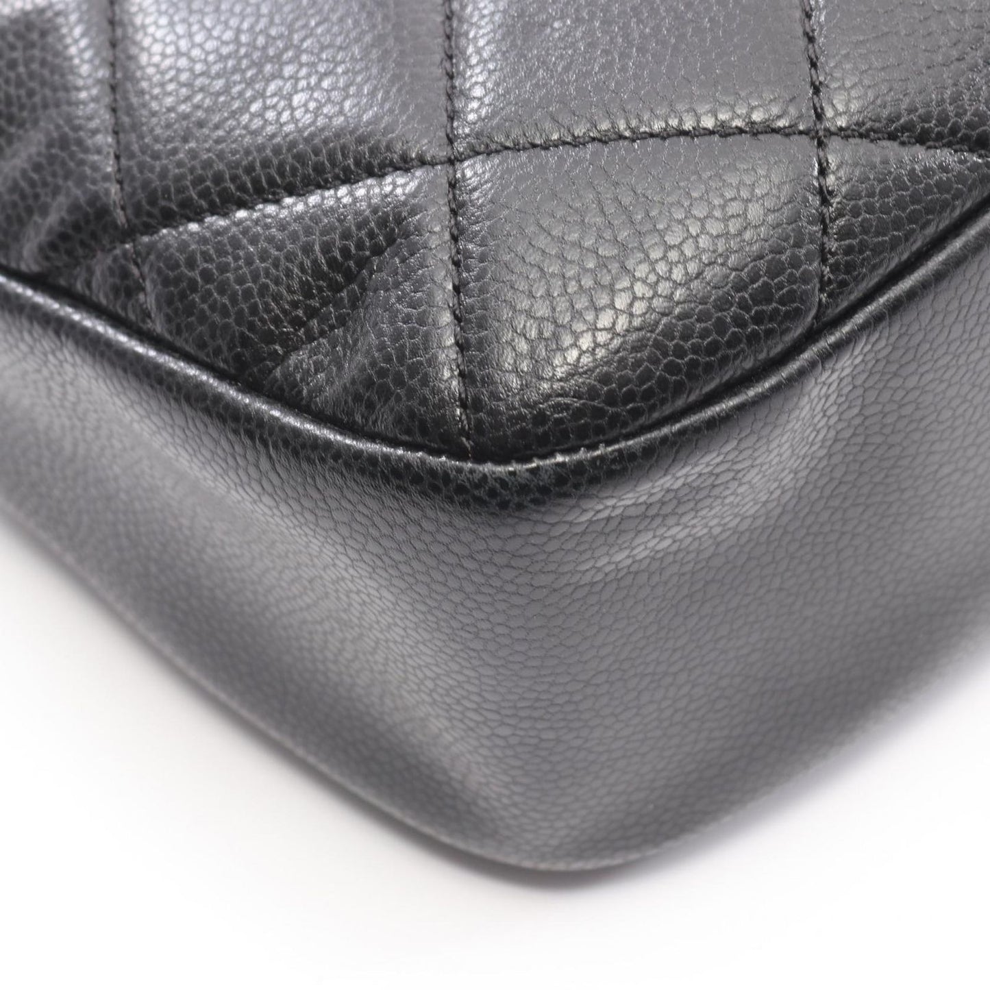 Chanel Tote Quilted Black Caviar Leather CC Logo Chain — view 7