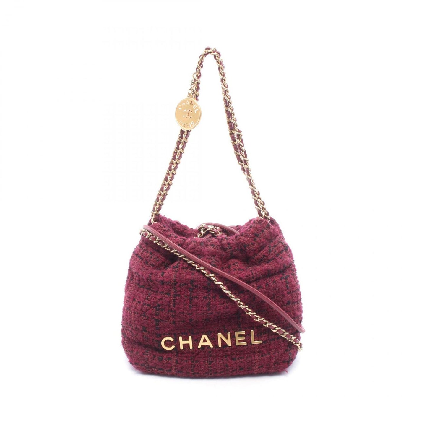 Chanel Shoulder Bag 22 Mini Winered Leather 22 Quilted Chain