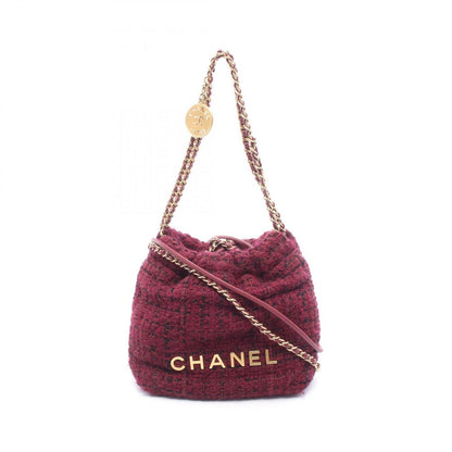 Chanel Shoulder Bag 22 Mini Winered Leather 22 Quilted Chain