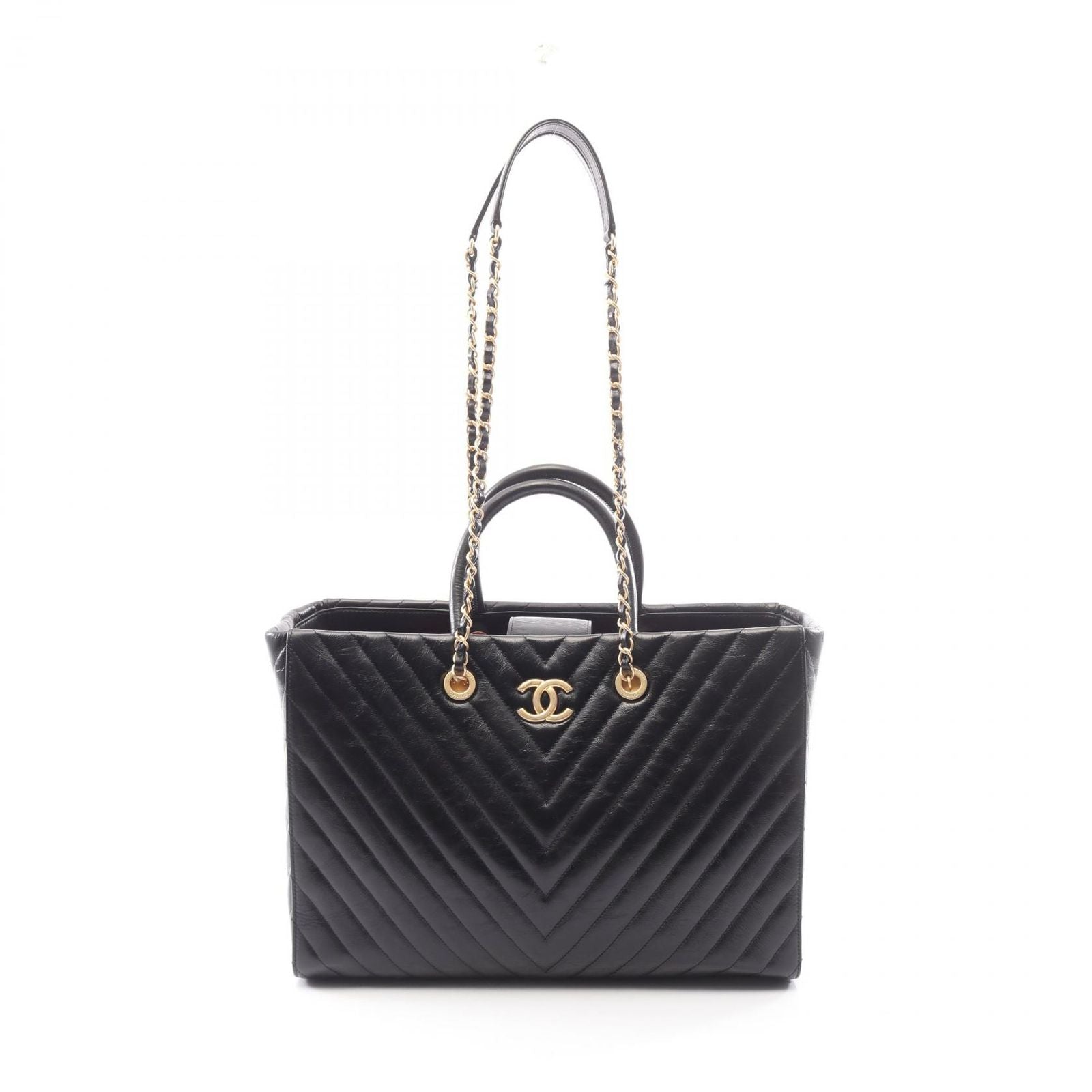 Chanel Tote Stitch 2-Way Black Leather Shawpingbag