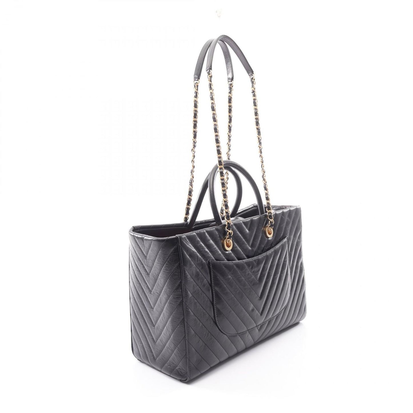 Chanel Tote Stitch 2-Way Black Leather Shawpingbag — view 2