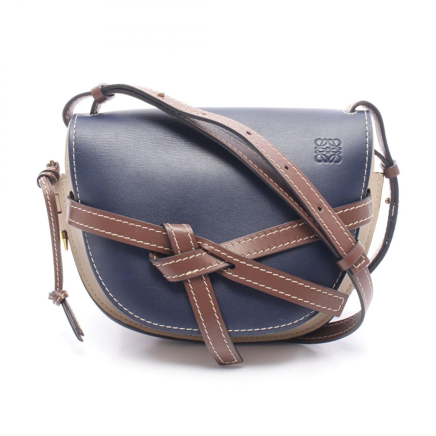 Loewe Shoulder Bag Navy Gray Ju Leather