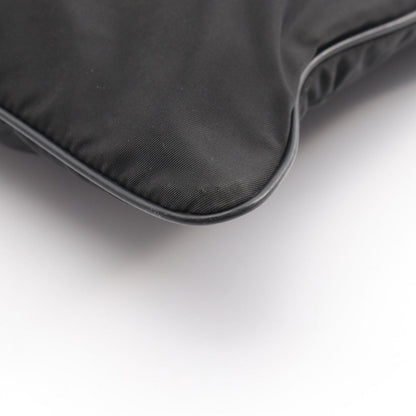Prada Shoulder Bag Triangle Logo Black Nylon Saffiano Leather — view 7
