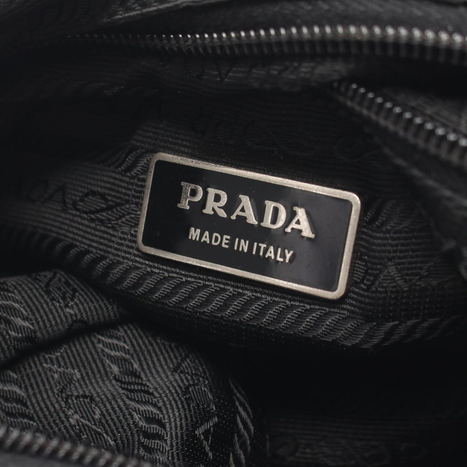 Prada Shoulder Bag Triangle Logo Black Nylon Saffiano Leather — view 4