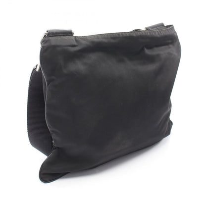 Prada Shoulder Bag Triangle Logo Black Nylon Saffiano Leather — view 2