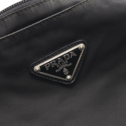 Prada Shoulder Bag Triangle Logo Black Nylon Saffiano Leather — view 5