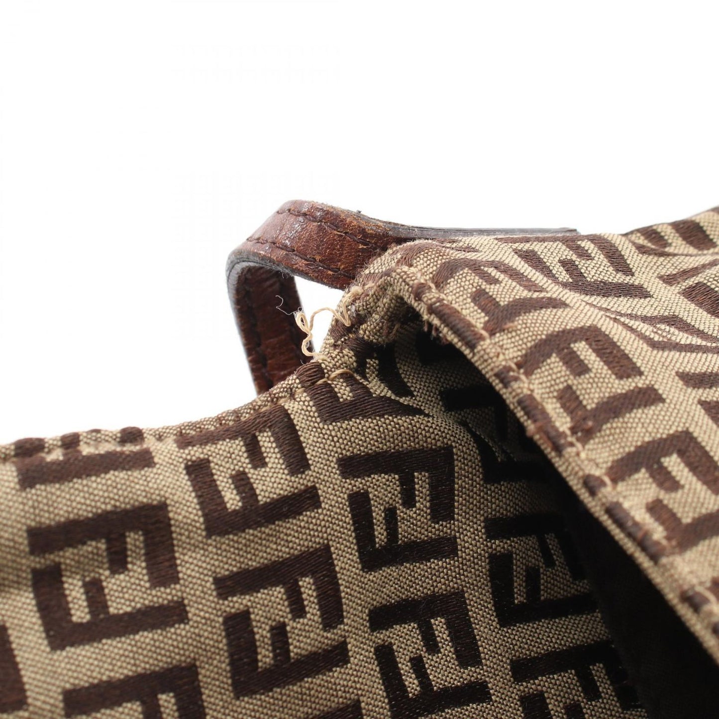 Fendi Shoulder Bag Zucchi Brown Canvas Leather — view 7