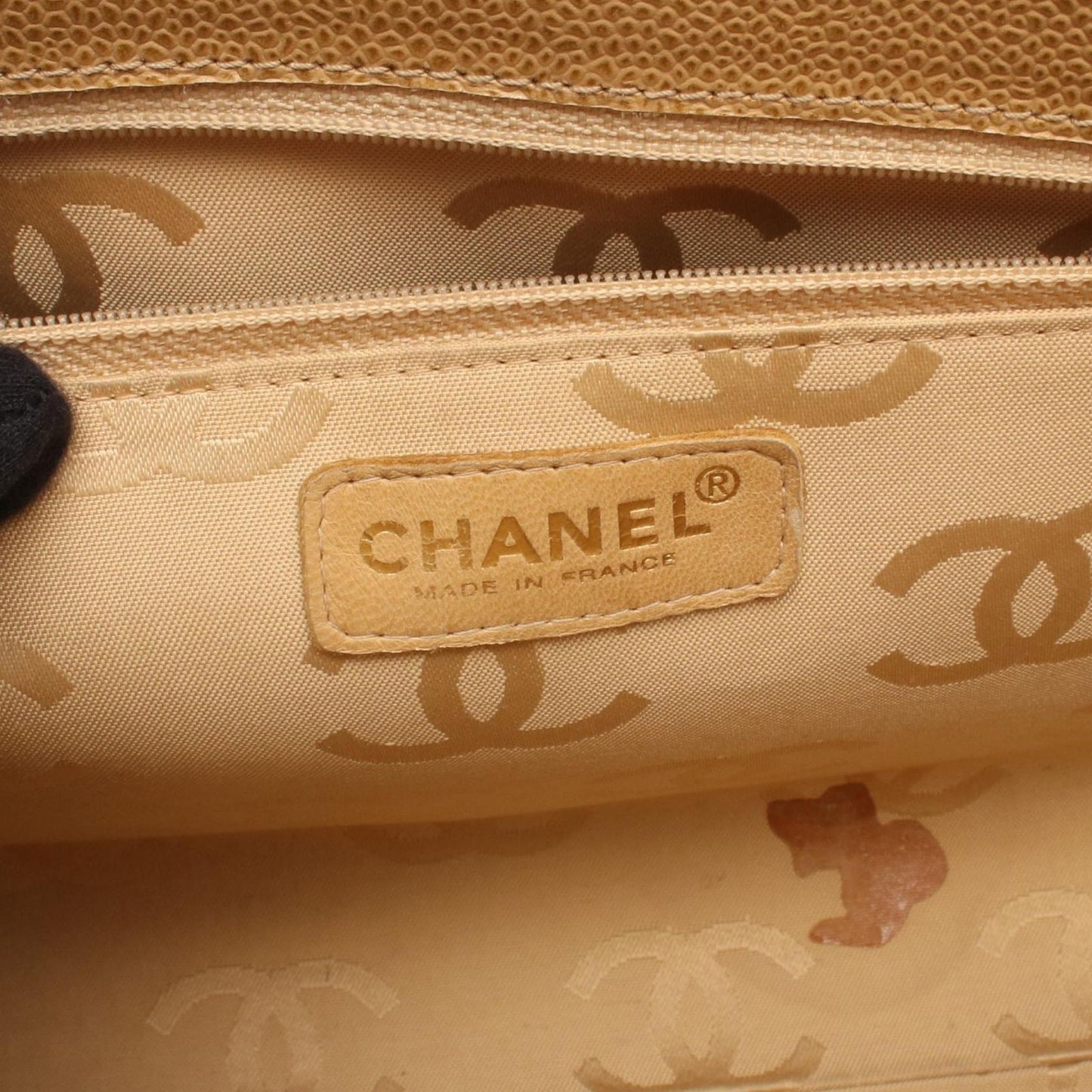Chanel Tote Choco Bar Beige Caviar Leather Bar Chain — view 4
