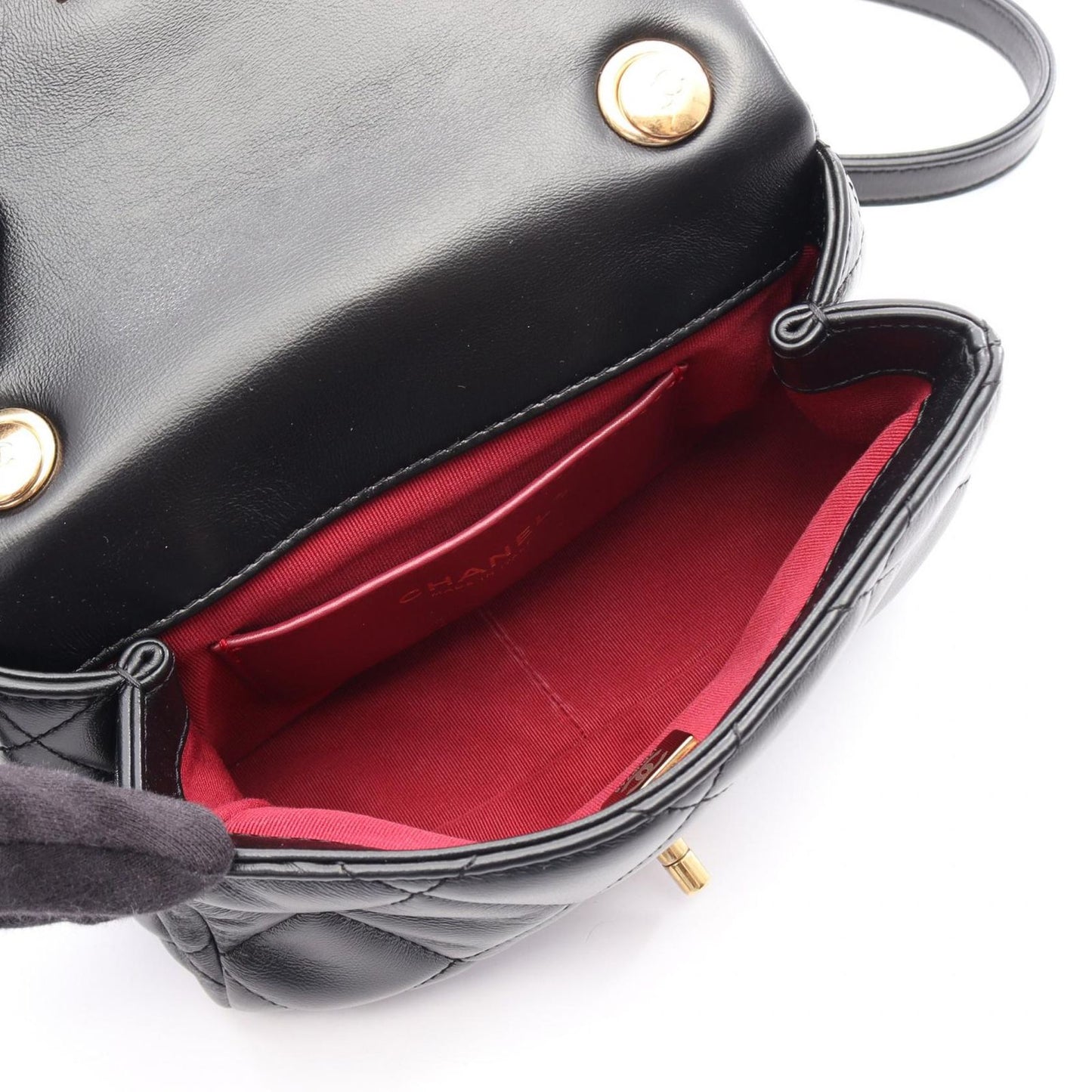 Chanel Shoulder Bag Mini Matelasse Black Lambskin Chain — view 3