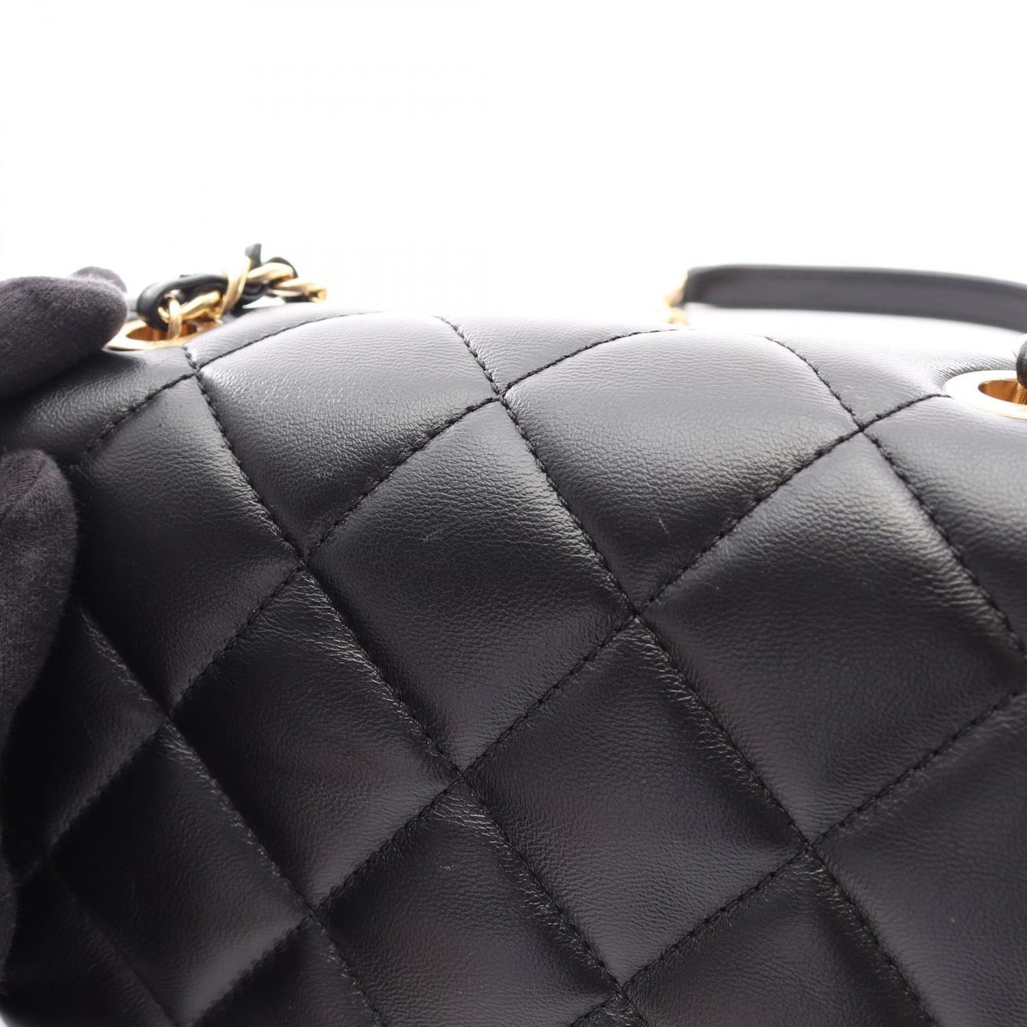 Chanel Shoulder Bag Mini Matelasse Black Lambskin Chain — view 9