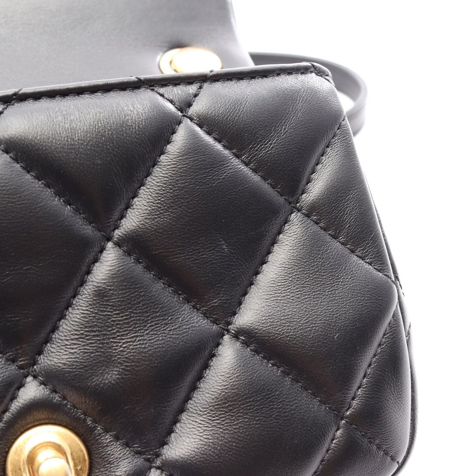 Chanel Shoulder Bag Mini Matelasse Black Lambskin Chain — view 7
