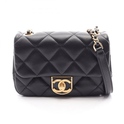 Chanel Shoulder Bag Mini Matelasse Black Lambskin Chain