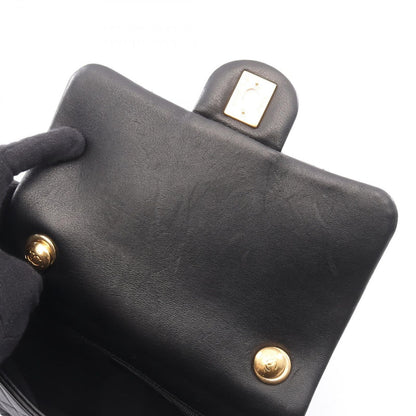 Chanel Shoulder Bag Mini Matelasse Top Handle 2-Way Black Lambskin Quilted — view 6
