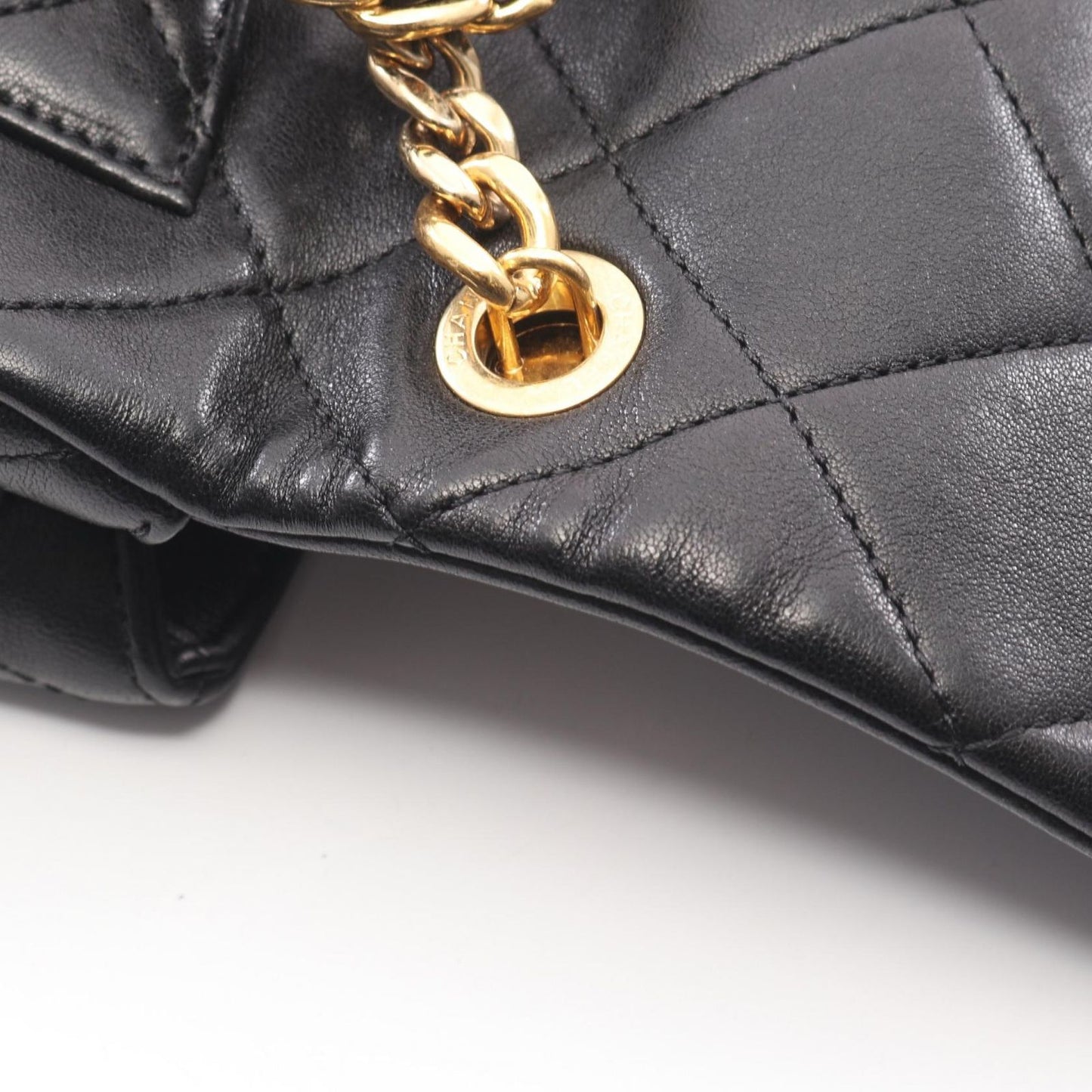 Chanel Shoulder Bag Mini Matelasse Top Handle 2-Way Black Lambskin Quilted — view 8