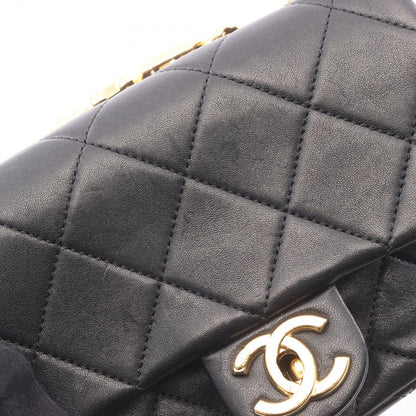 Chanel Shoulder Bag Mini Matelasse Top Handle 2-Way Black Lambskin Quilted — view 9