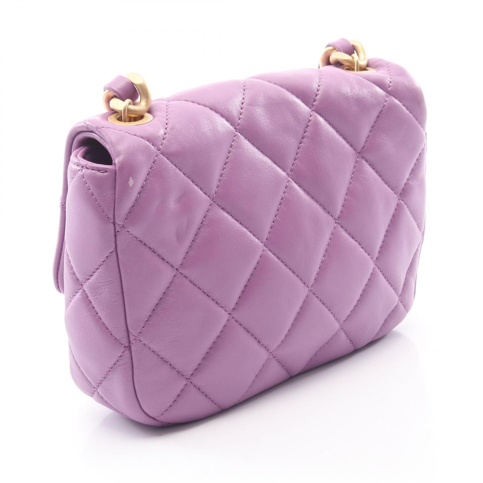 Chanel Shoulder Bag Mini Matelasse Combinationhardware Purple Lambskin Chain — view 2