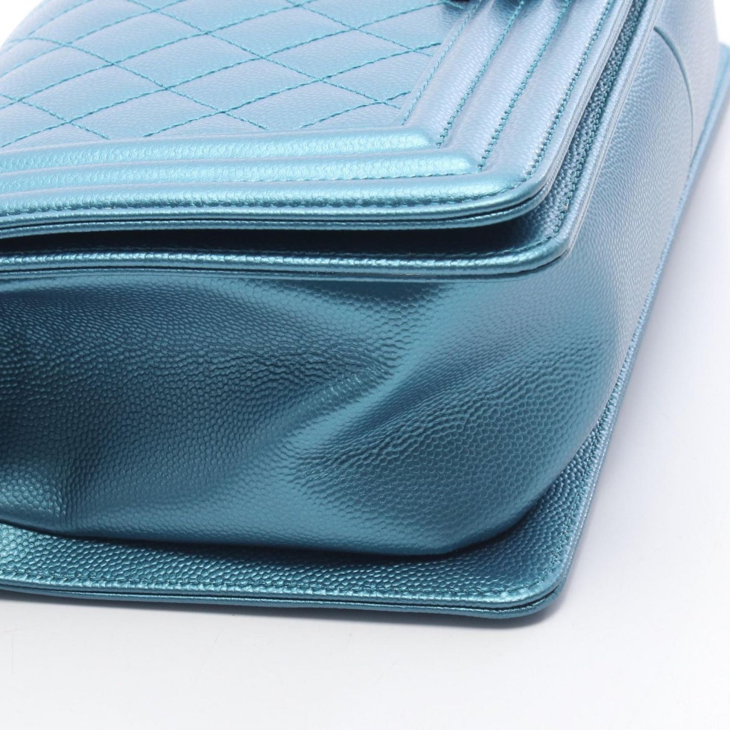 Chanel Shoulder Bag chanel Metallic Metallicblue Caviar Leather Chain — view 6
