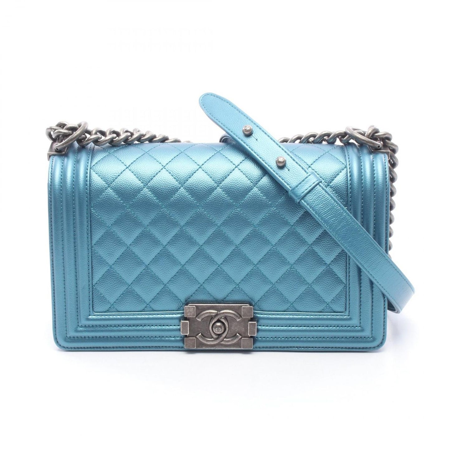Chanel Shoulder Bag chanel Metallic Metallicblue Caviar Leather Chain