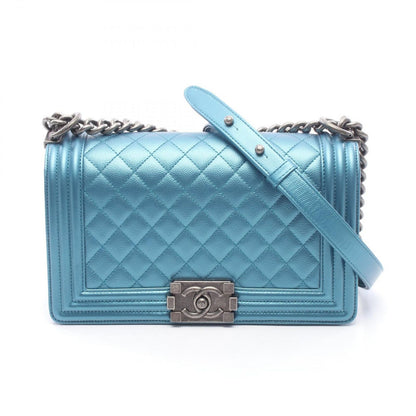 Chanel Shoulder Bag chanel Metallic Metallicblue Caviar Leather Chain