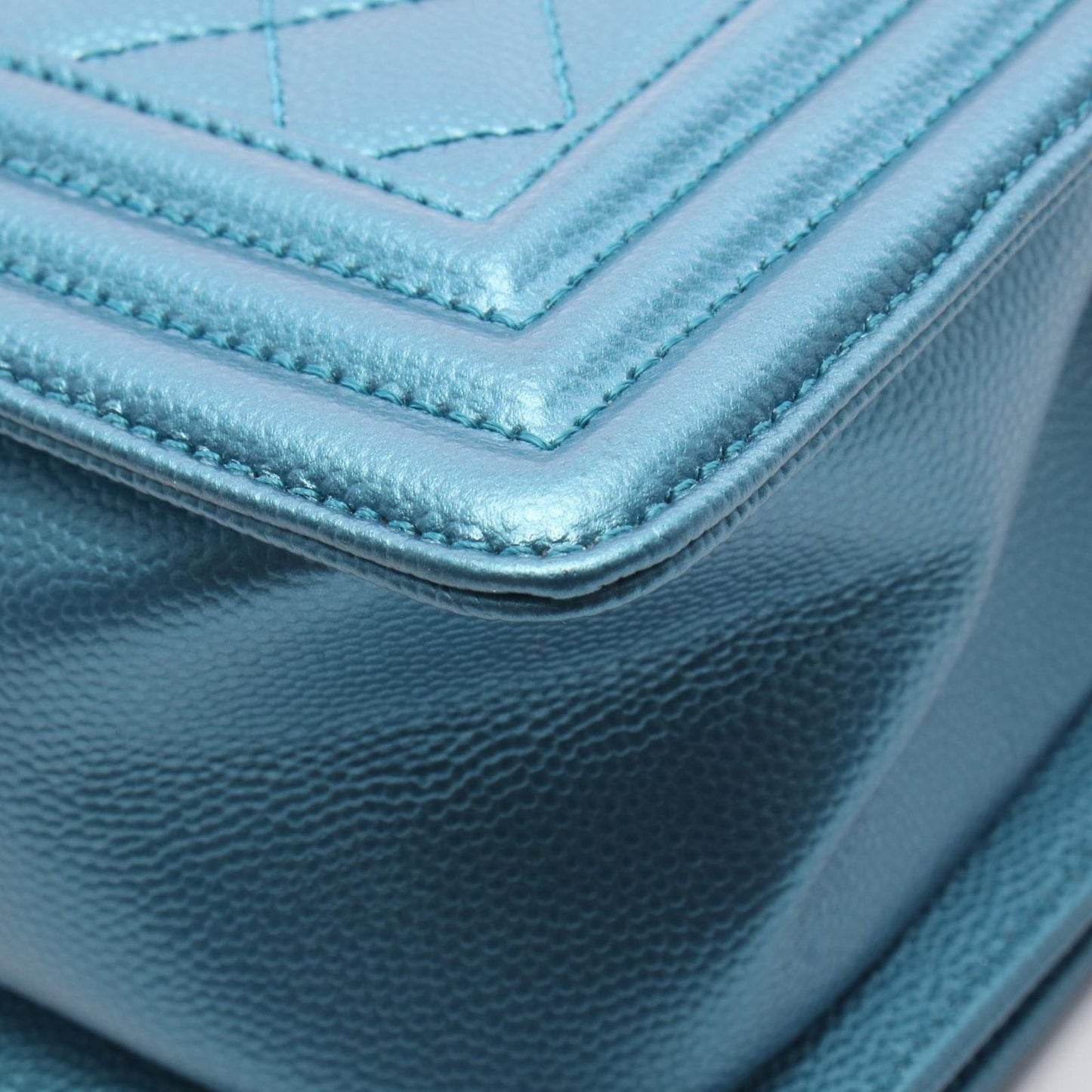 Chanel Shoulder Bag chanel Metallic Metallicblue Caviar Leather Chain — view 7