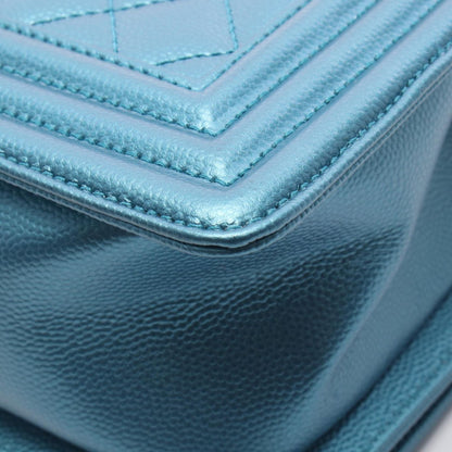 Chanel Shoulder Bag chanel Metallic Metallicblue Caviar Leather Chain — view 7