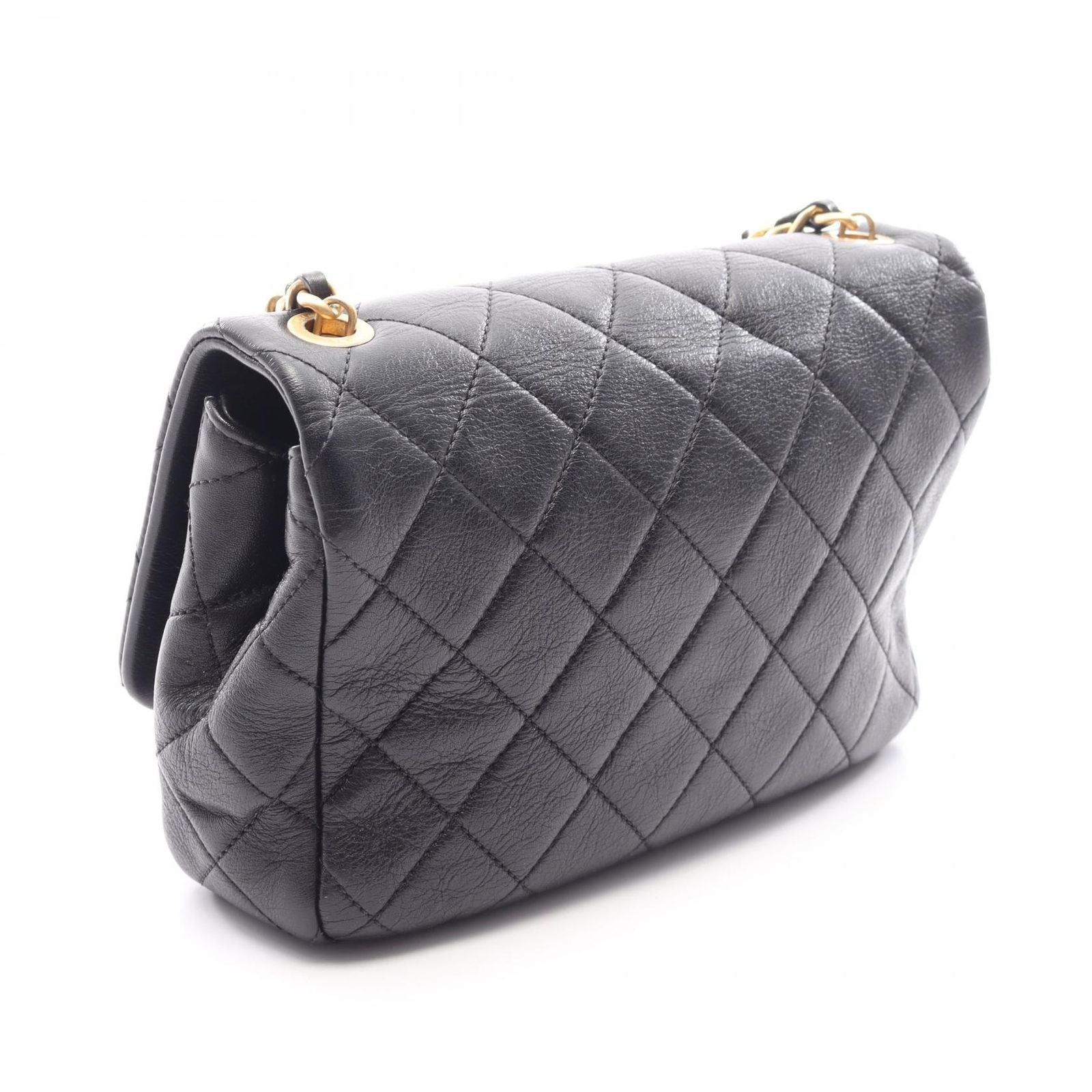 Chanel Shoulder Bag Quilted Black Leather Flap Chain — view 2