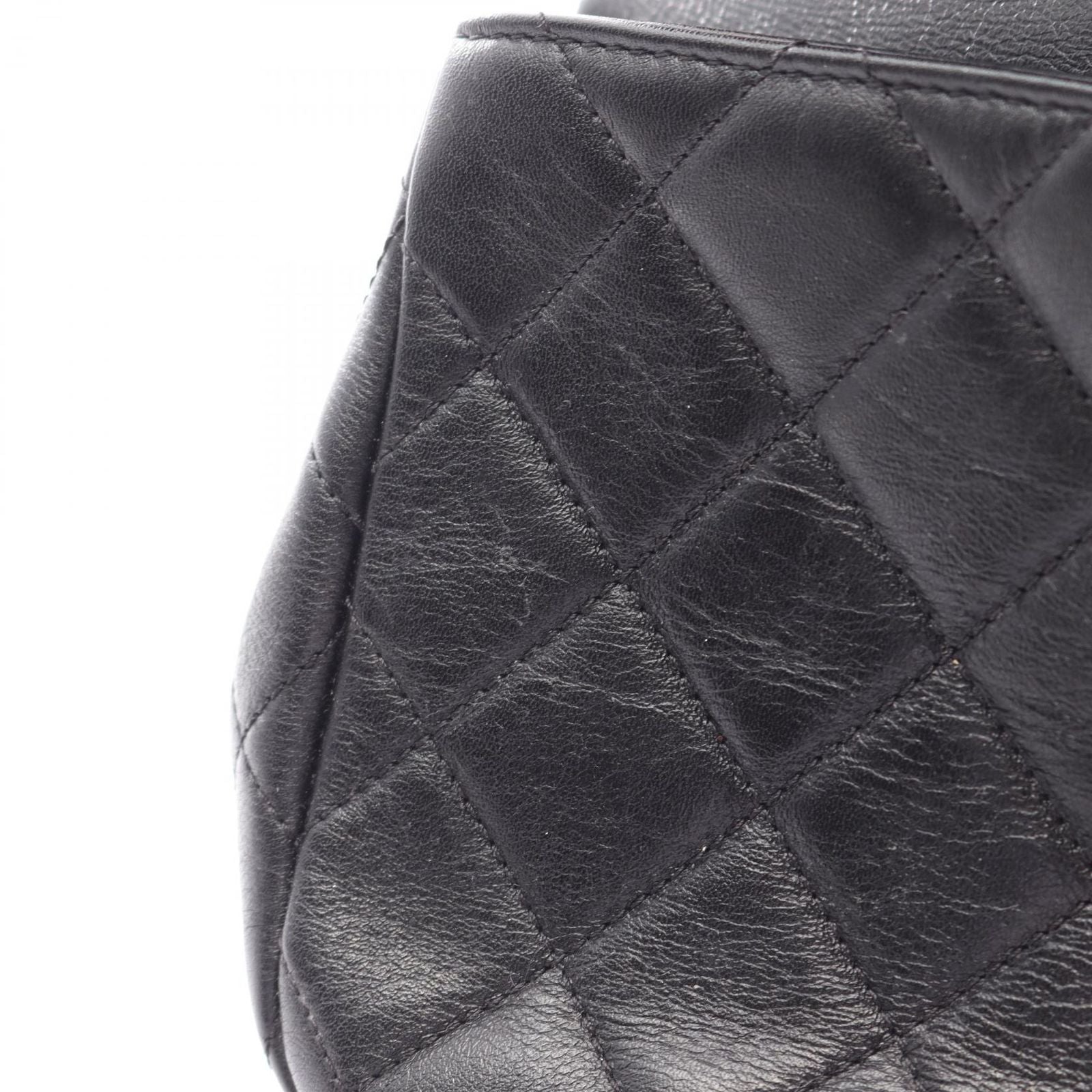 Chanel Shoulder Bag Quilted Black Leather Flap Chain — view 8
