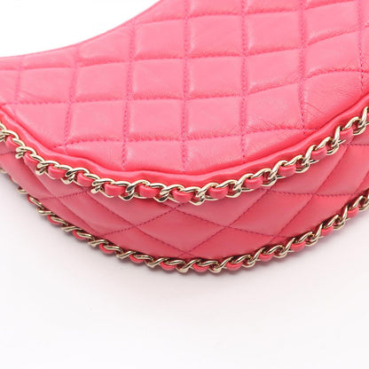 Chanel Shoulder Bag Quilted Small Hobo Fuchsia Pink Lambskin Chain — view 6
