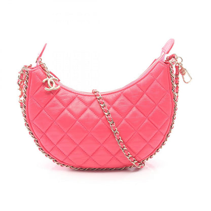 Chanel Shoulder Bag Quilted Small Hobo Fuchsia Pink Lambskin Chain