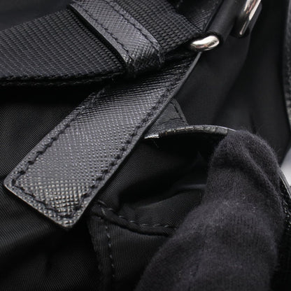 Prada Backpack Back Re-Nylon 2-Way Black Nylon Leather Triangle Logo Backpack — view 8