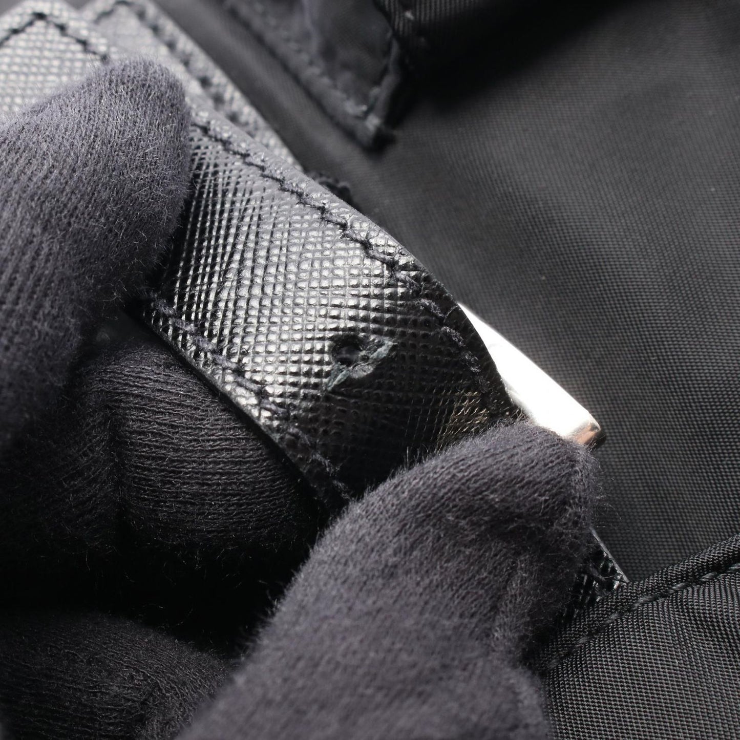Prada Backpack Back Re-Nylon 2-Way Black Nylon Leather Triangle Logo Backpack — view 9