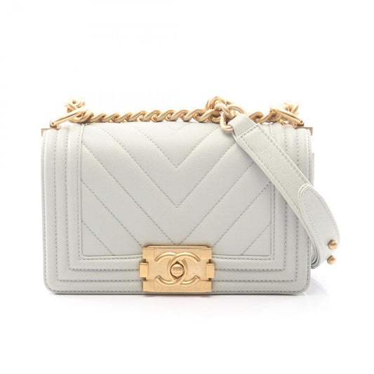 Chanel Shoulder Bag Light Blue Caviar Leather Chain