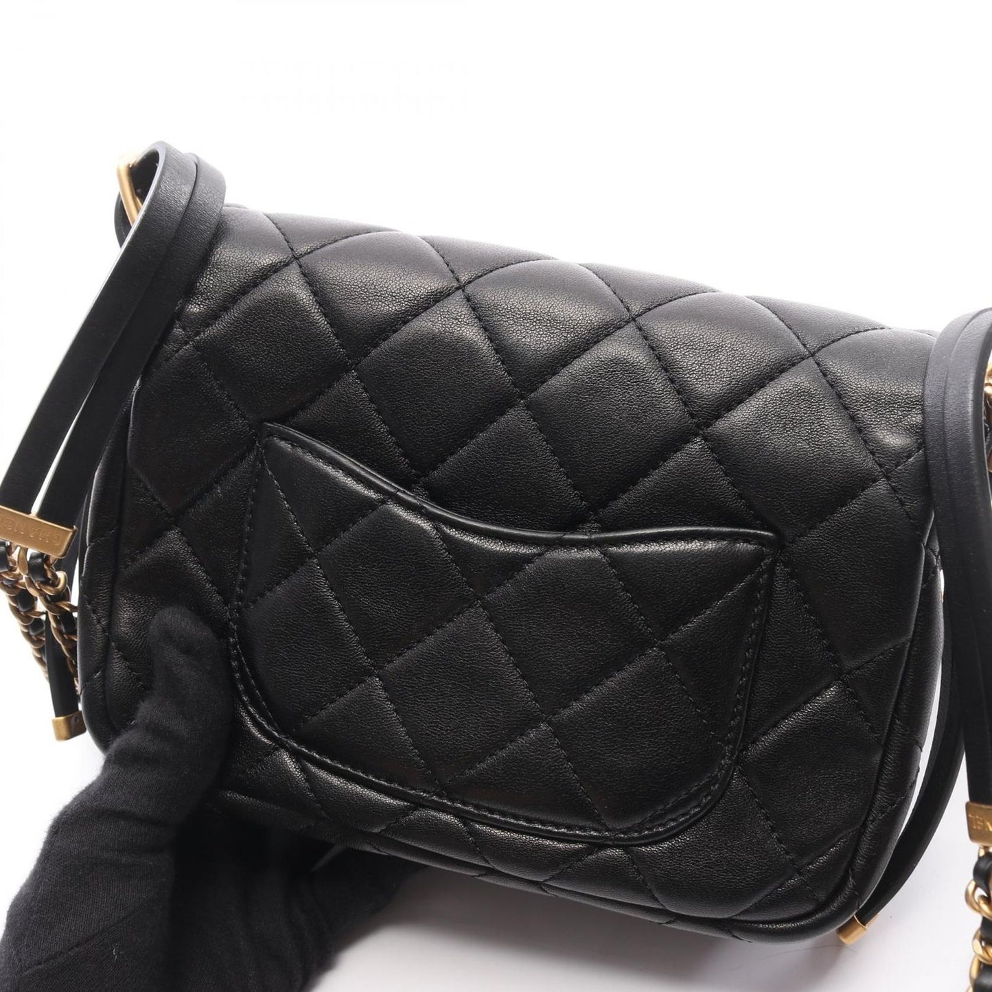 Chanel Shoulder Bag Quilted Black Leather Flap — view 8