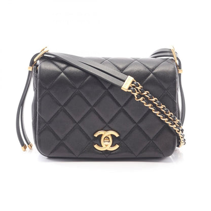 Chanel Shoulder Bag Quilted Black Leather Flap