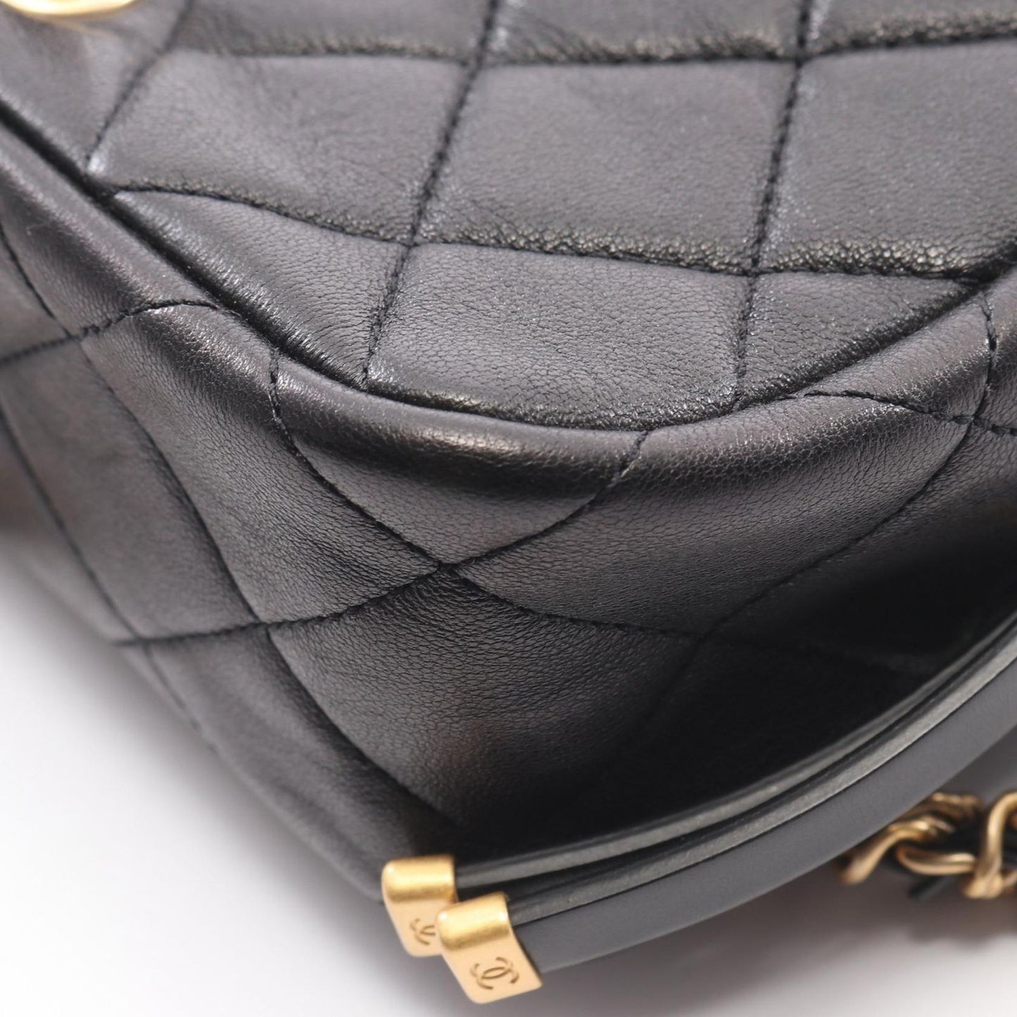 Chanel Shoulder Bag Quilted Black Leather Flap — view 7