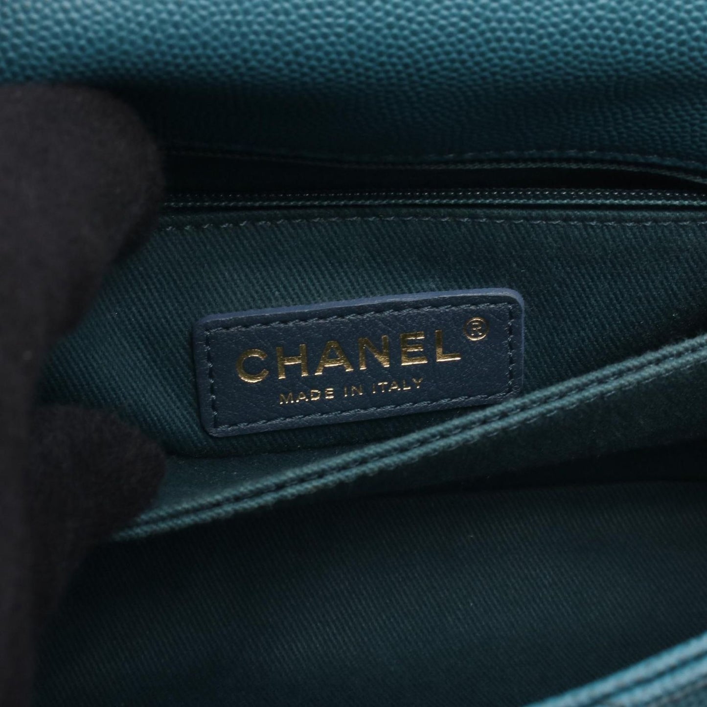 Chanel Handbag Herehandle Flap Quilted 2-Way Blue Green Caviar Leather Exoticcle — view 4