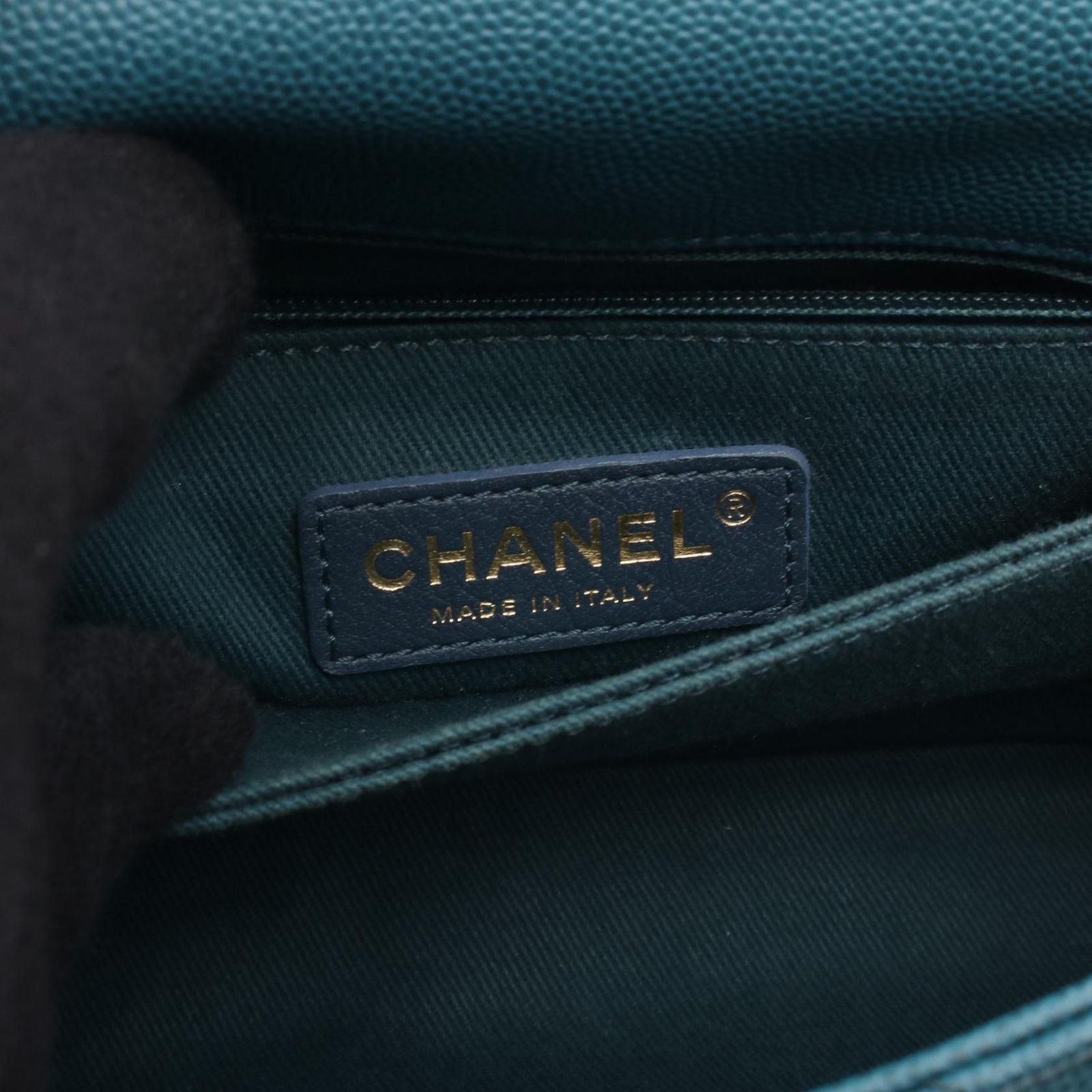 Chanel Handbag Herehandle Flap Quilted 2-Way Blue Green Caviar Leather Exoticcle — view 4